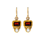 Nava Zahavi Garnet and Tiny Pearl Earrings