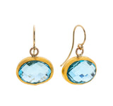 Nava Zahavi Yellow Blue Topaz Oval Earrings