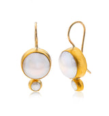 Nava Zahavi Yellow Gold Pearl Jam Earrings