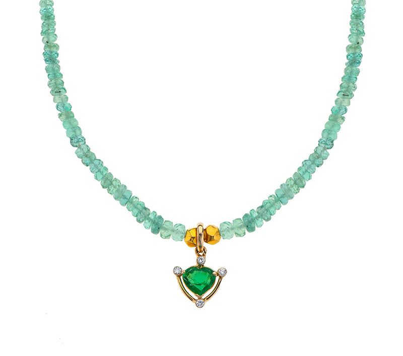 Nava Zahavi Yellow Gold Emerald and Diamond Necklace