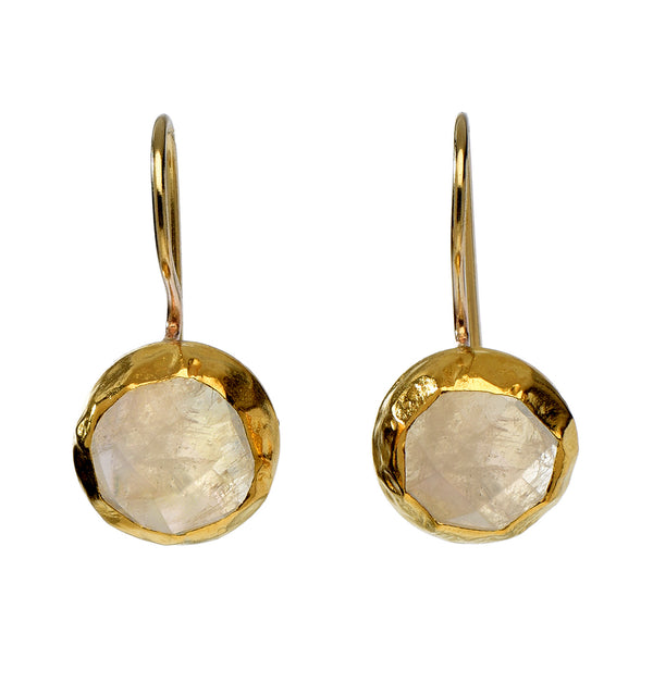 Nava Zahavi Yellow Gold Small Moonstone Drop Earrings