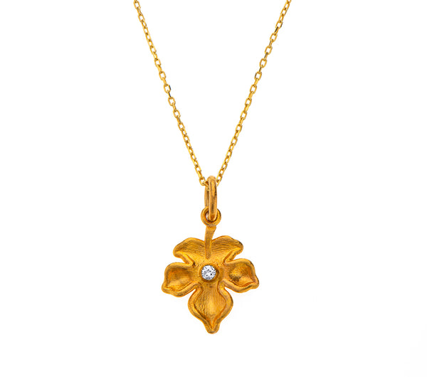 Nava Zahavi Flower Leaf Necklace