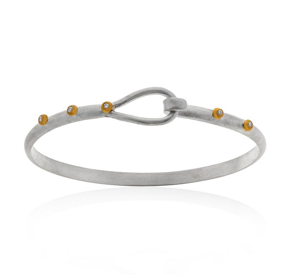 Nava Zahavi Yellow Gold Matte Sterling Silver Diamonds Band