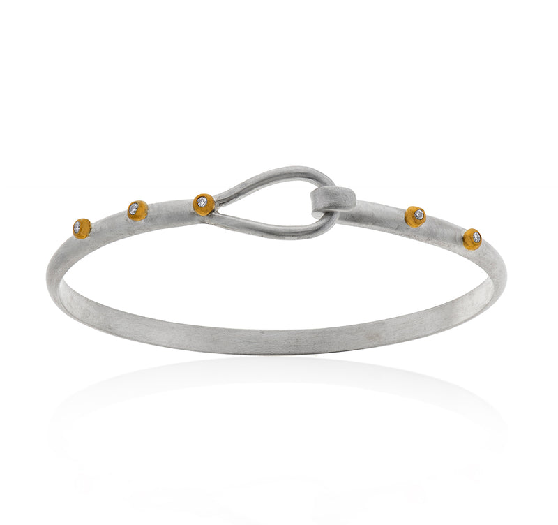 Nava Zahavi Yellow Gold Matte Sterling Silver Diamonds Band