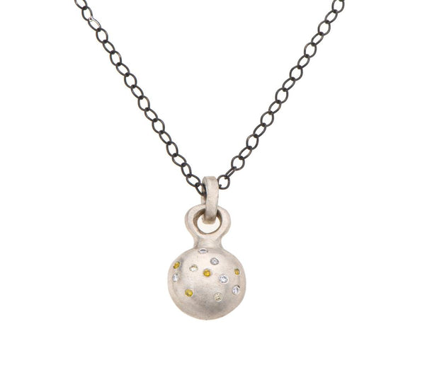 Nava Zahavi Sterling Silver Chain Half-Sphere Diamond Pendant