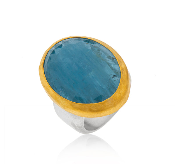 Nava Zahavi Yellow Giant Gold Aquamarine Azure Ring