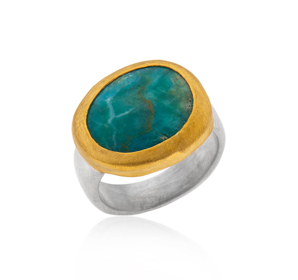 Nava Zahavi Yellow Gold Green-Blue Opal Ring