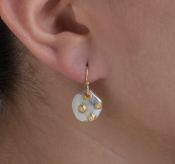 Nava Zahavi Diamonds, Gold on Sterling Silver Earrings