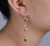 Nava Zahavi Yellow Gold Pink Sapphire Dangling Earrings