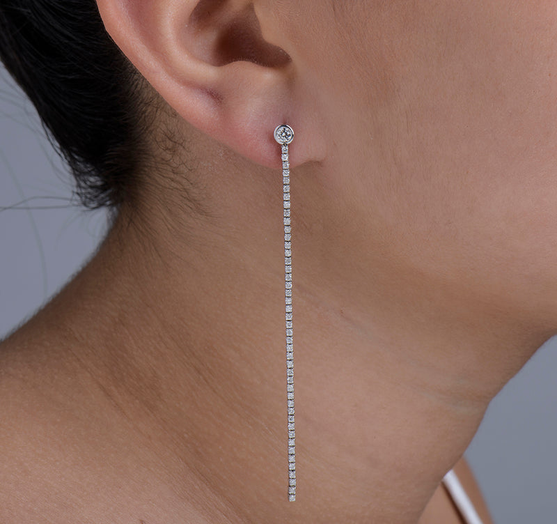 Nava Zahavi 18K White Gold and Diamonds Tennis Earrings