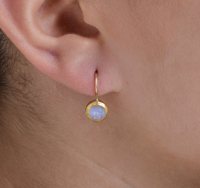 Nava Zahavi Yellow Gold Small Moonstone Drop Earrings