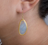 Nava Zahavi Yellow Gold Giant Aquamarine Diamond Earrings