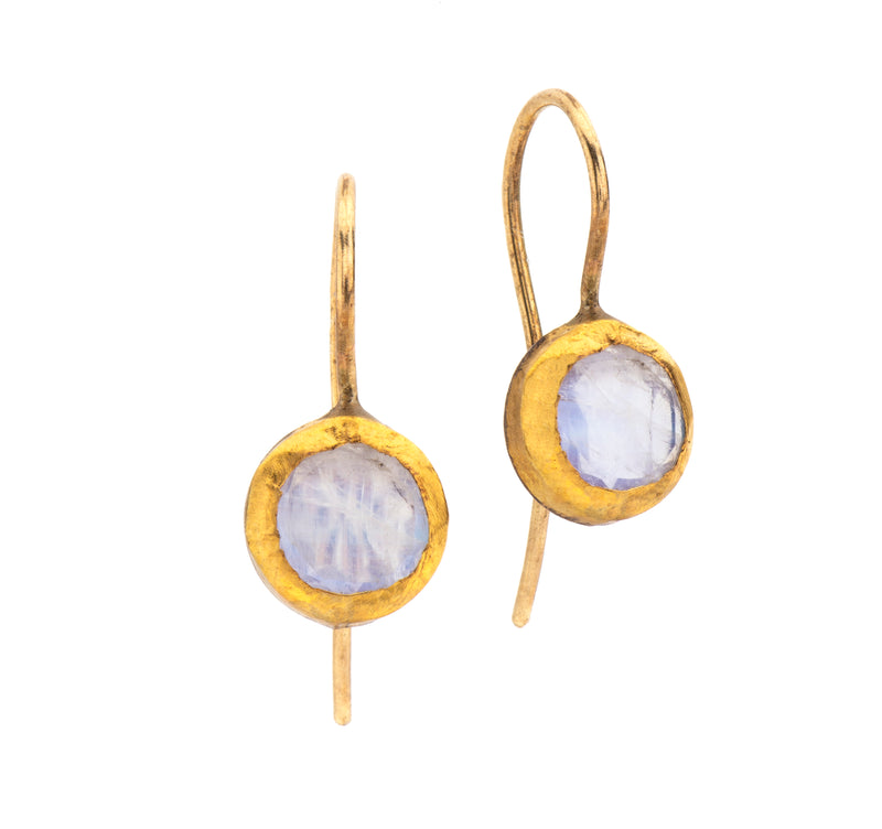 Nava Zahavi Yellow Gold Small Moonstone Drop Earrings