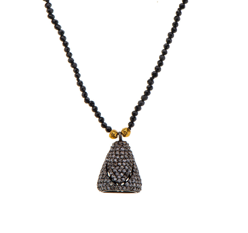 Nava Zahavi Silver Diamonds Bell and Spinel Necklace
