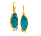 Nava Zahavi Yellow Gold Diamonds Arizona Turquoise Earrings