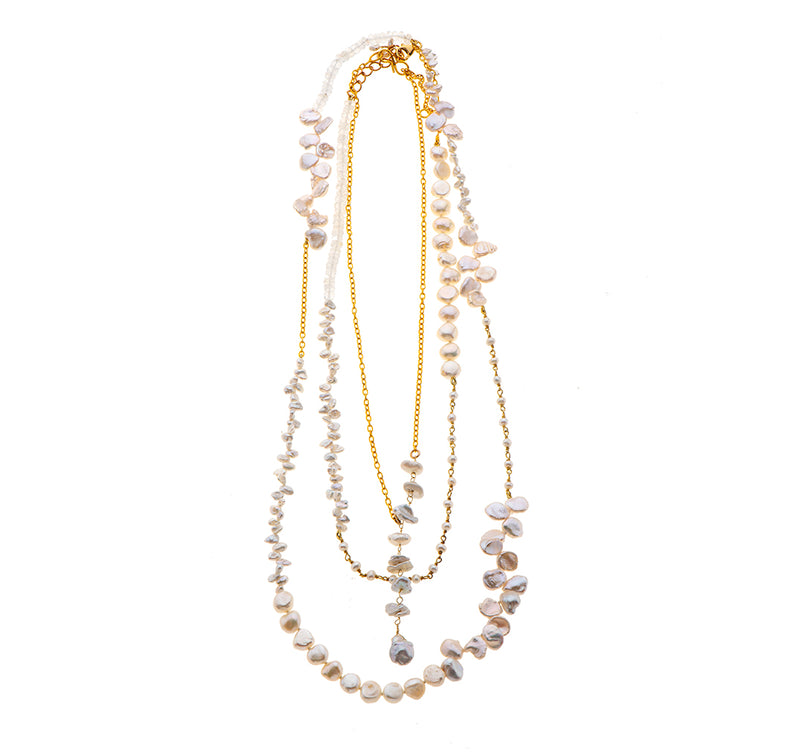 Nava Zahavi Kashi Pearls and Vermeil Tie Necklace