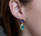Nava Zahavi Yellow Gold Kyanite Emerald Fusion Earrings