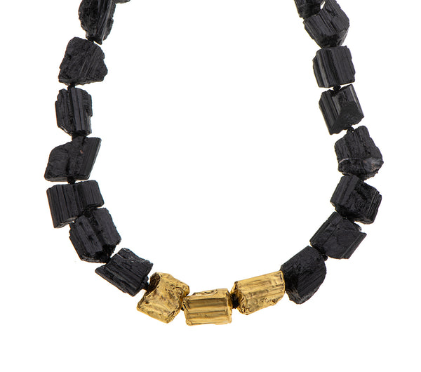 Nava Zahavi Yellow Gold Black Tourmaline Necklace