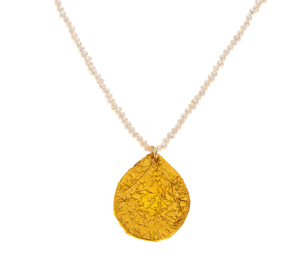 Nava Zahavi Yellow Gold and delicate Pearl Necklace