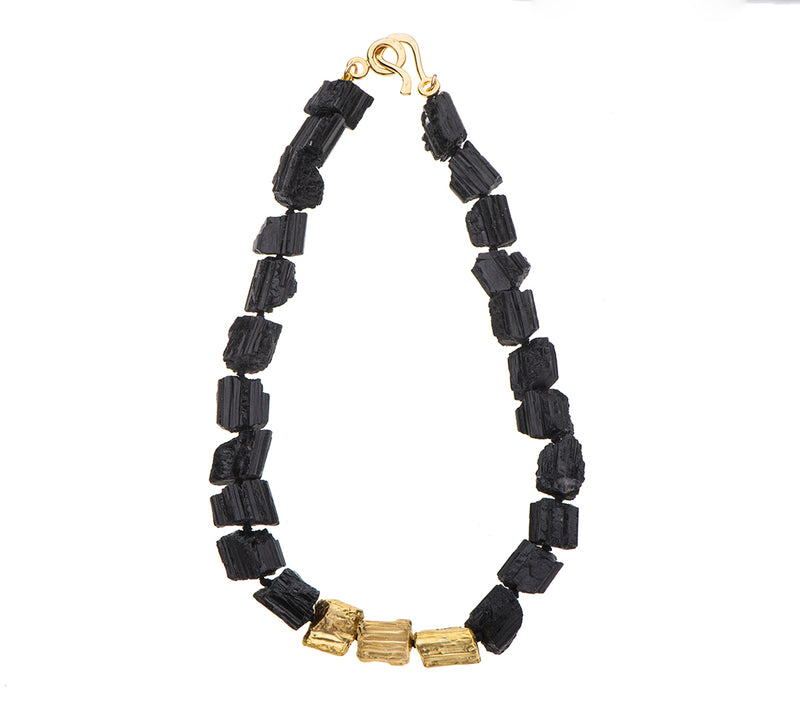 Raw Black Tourmaline Crystal Earrings & Necklace Set Luna Tide
