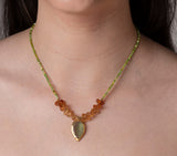 Nava Zahavi Yellow Gold Serpentine and Hessonite Necklace