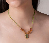 Nava Zahavi Yellow Gold Serpentine and Hessonite Necklace