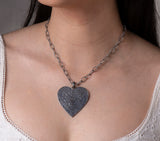 Nava Zahavi Sterling Silver Heart Necklace with Sapphires