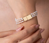 Nava Zahavi Yellow Gold Three-Strand Pearl Bracelet