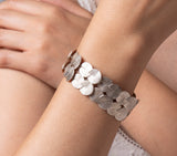 Nava Zahavi Matt Sterling Silver Coin Bracelet