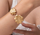 Italian 24K Gold Plated Cuff Bracelet with Large Flowers