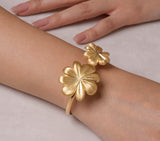 Italian 24K Gold Plated Cuff Bracelet with Large Flowers