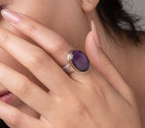Nava Zahavi Yellow Gold Oval Amethyst Ring