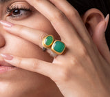 Nava Zahavi Yellow Gold Chrysoprase Planet Ring