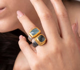 Nava Zahavi Yellow Gold and Silver Aquarius Ring