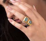 Nava Zahavi Yellow Gold and Silver Aquarius Ring