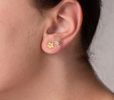 Nava Zahavi Flower Diamonds Stud Yellow Gold Earrings
