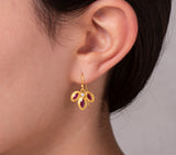 Nava Zahavi 24K solid Garnet Flower Clover Earrings