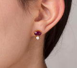 Nava Zahavi Yellow Gold Ruby and Pearl Stud Earrings