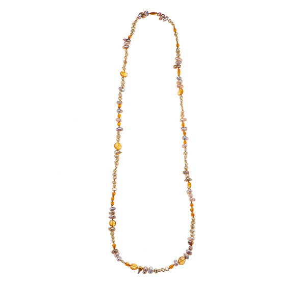 Nava Zahavi Citrine and Wild Keshi Pearls Necklace