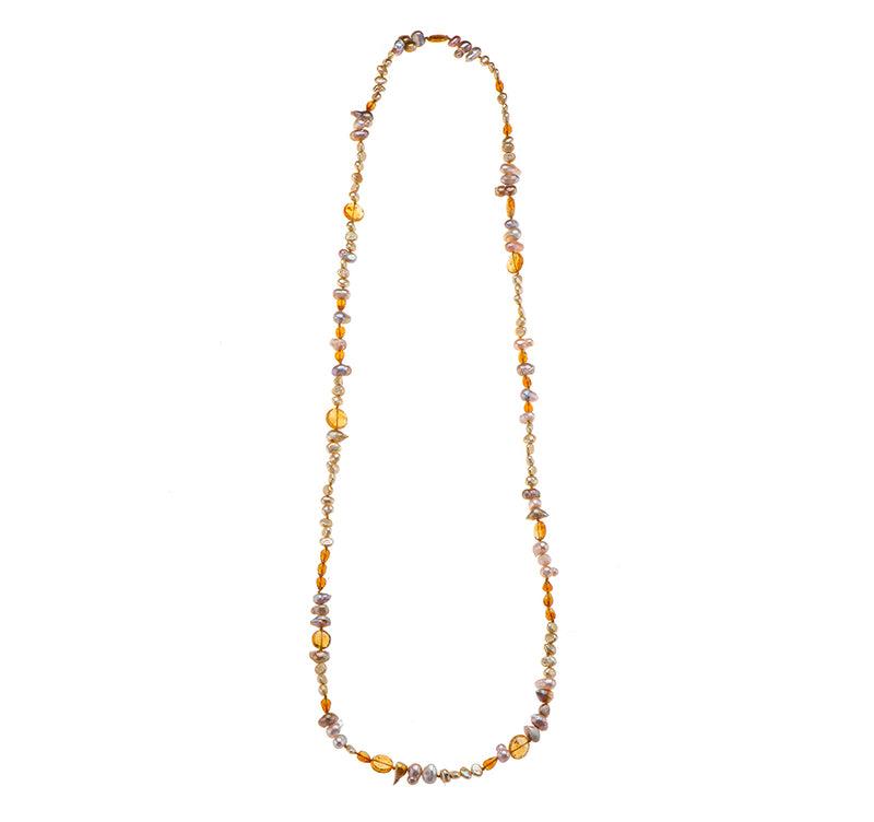 Nava Zahavi Citrine and Wild Keshi Pearls Necklace