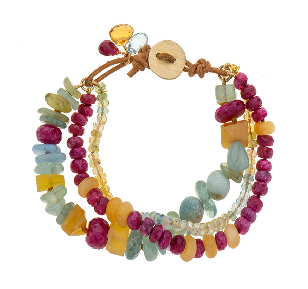 Nava Zahavi  Ruby and Aquamarine Bracelet