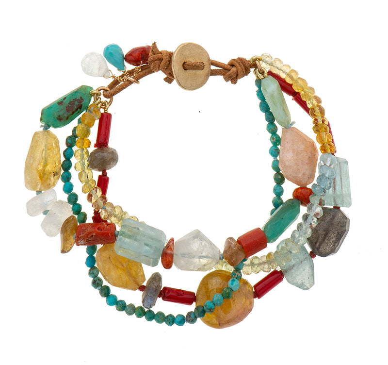 Nava Zahavi  Four strand Mixed Gems Bracelet