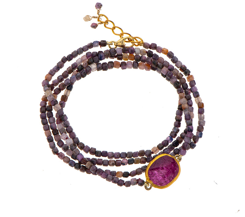 Nava Zahavi Yellow Gold Ruby and Sapphire Bracelet