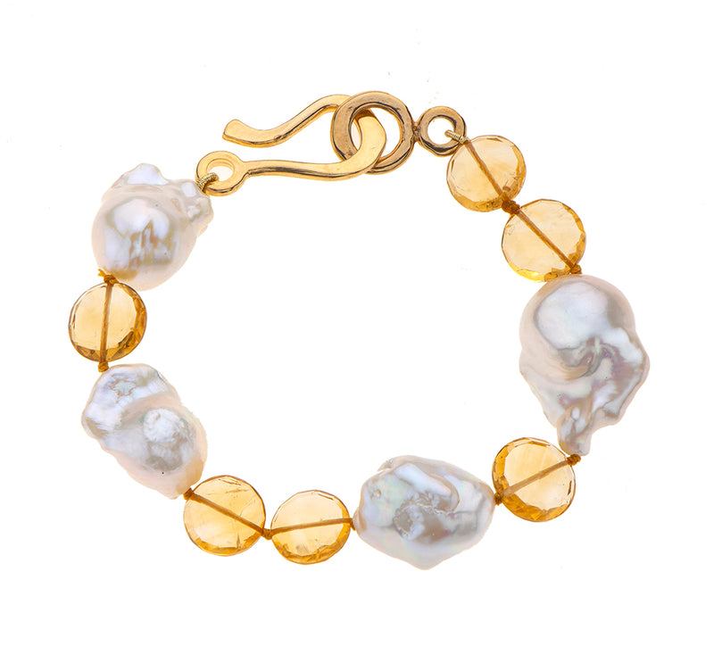 Nava Zahavi Bracelet of Giant Freshwater Pearls and Citrine
