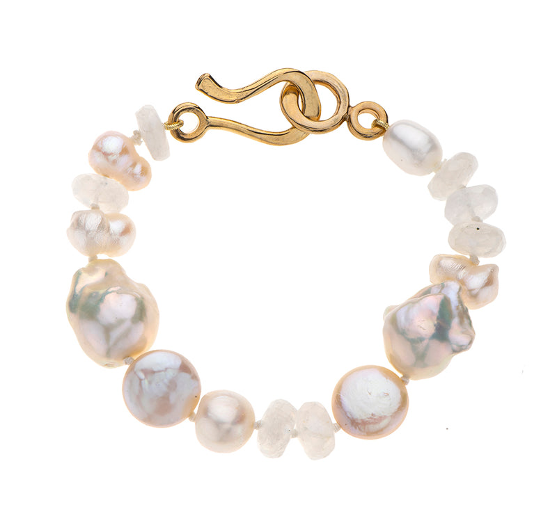 Nava Zahavi Bracelet of Freshwater Pearls and Moonstone