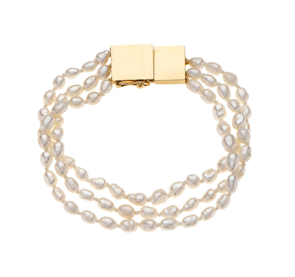 Nava Zahavi Yellow Gold Three-Strand Pearl Bracelet