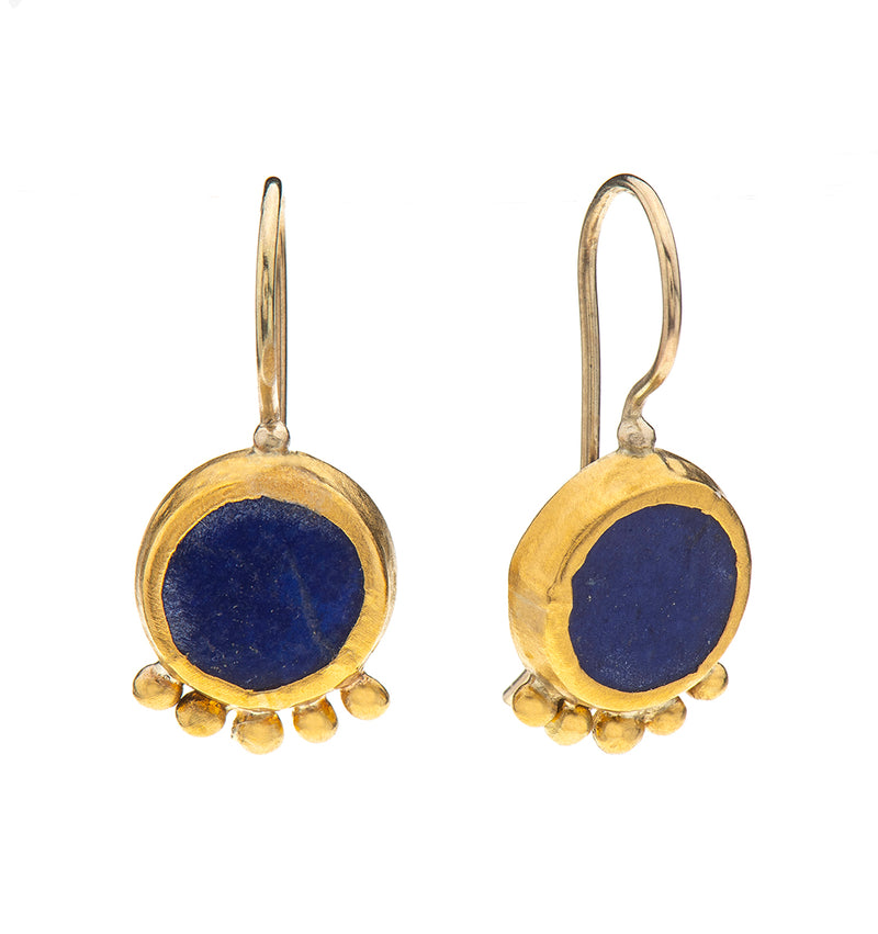 Nava Zahavi Yellow Gold Lapis Birth Earrings