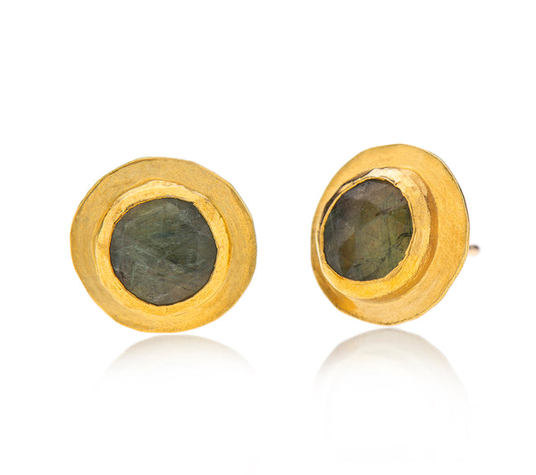 Nava Zahavi Yellow Gold Stud Aquamarine Earrings