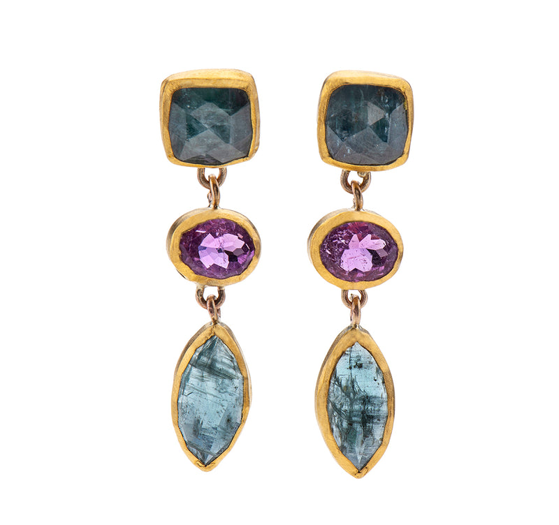 Nava Zahavi Gemstone Trio Earrings