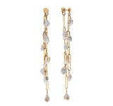 Nava Zahavi Yellow Gold and Kashi Pearls on Gold Links Earrings